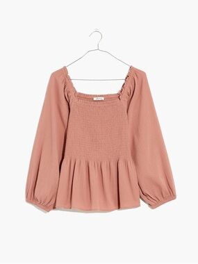 Madewell Lucie Smocked Peplum Blouse